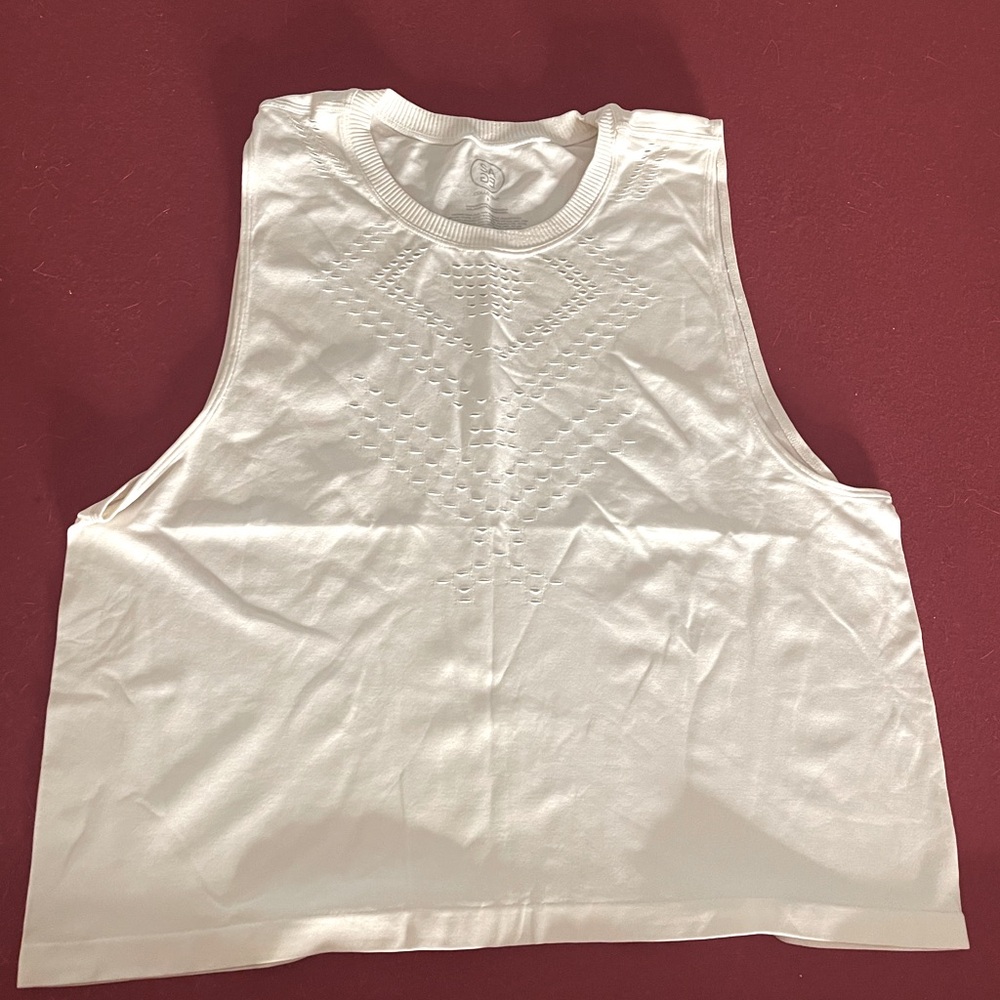 White cropped sleeveless top